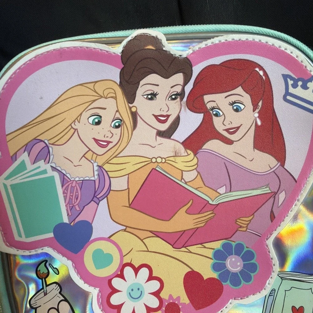 Bioworld Disney Princess Dual Compartment Insulated Lunch Kit Pink Holographic